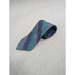 Connemara Blue Teal Striped Wool Tie Made in Ireland Vintage